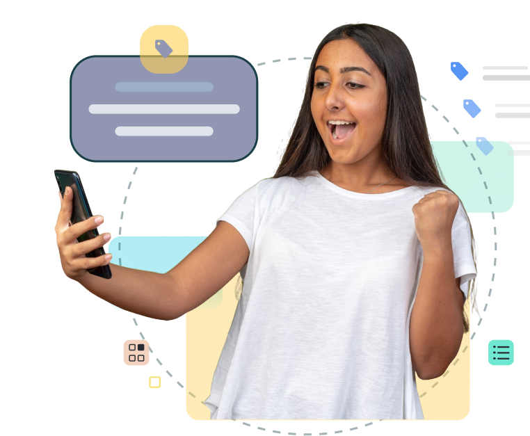 Woman using mobile app